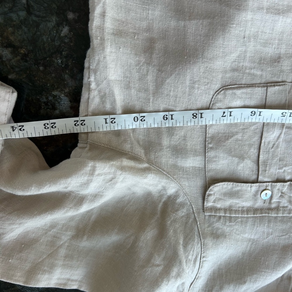 Jones NY 100% Linen Popover Tunic. 1/2 sleeves. Cargo inspired. Coastal. Beach. - Picture 9 of 12